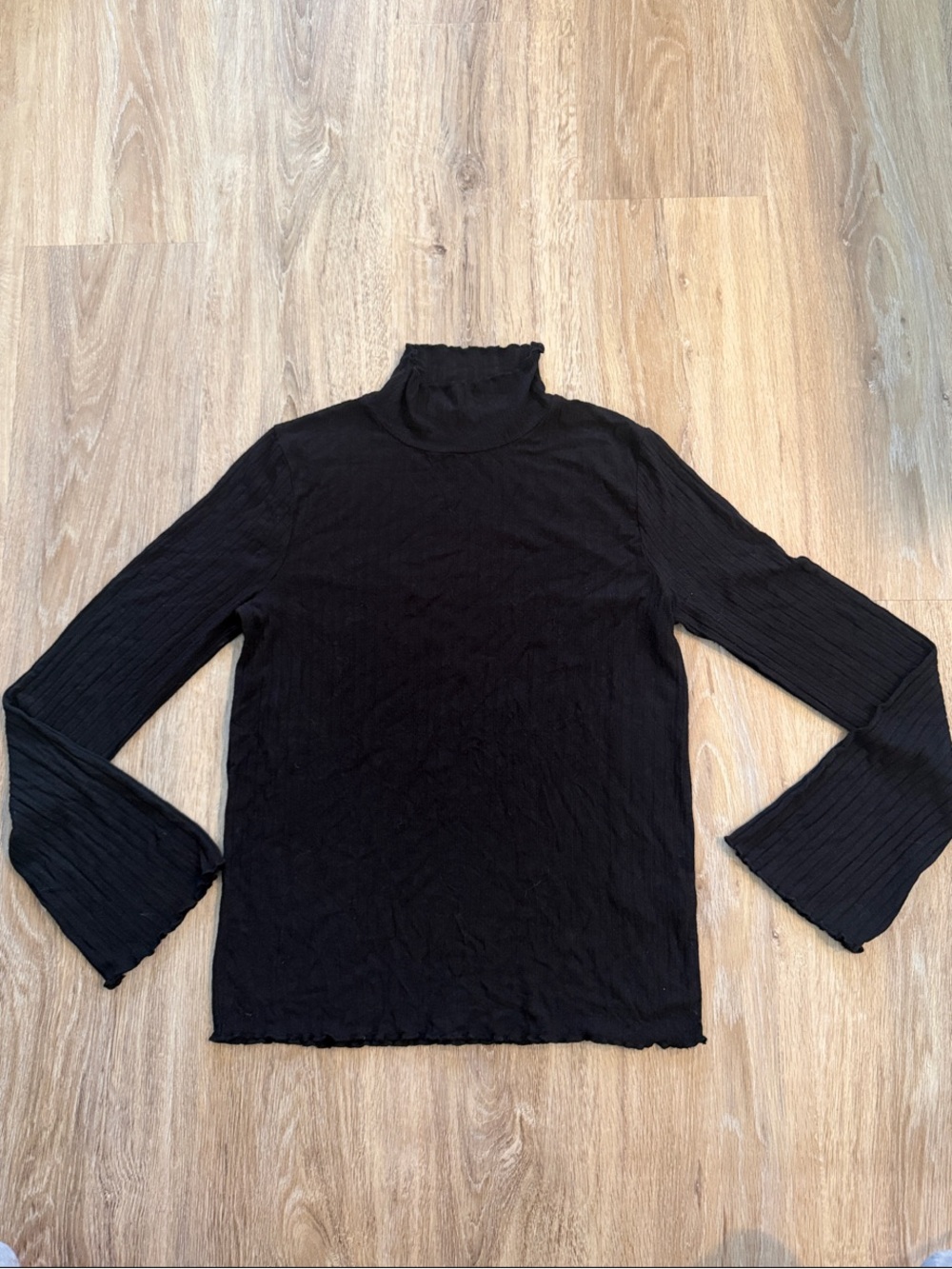 Madewell Black Ribbed Turtleneck Long-Sleeve Sweater
